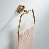 economico Portasciugamani-portasciugamani in ottone spazzolato antico, portasciugamani ad anello in rame per bagni, portasciugamani trapezoidale da parete decorativo