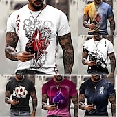 abordables T-shirts 3D-Homme 3D Poker T shirt Manche Courte T-shirt 3D effet Col Rond Chemise Rétro Vintage Design Décontractées Soirée du quotidien A B C Vêtement Tenue Grande Taille S M L XL XXL 3XL 4XL