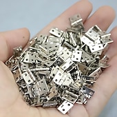 preiswerte Baumaterialien-50 Stück Mini-Scharniere aus reinem Kupfer, Retro-Messingscharniere mit 200 Stück Ersatzschrauben für Holzkisten, Schmuckkästchen, Schrank, DIY-Zubehör (10 x 8 mm/0,4 x 0,3 Zoll)