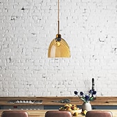 abordables Suspension-Lampes suspendues à LED îlot de cuisine en verre 10 &quot;éclairage en verre soufflé à la main luminaires d&#039;entrée de foyer de ferme moderne globe suspendu au plafond sur la table ambre/gris fumé 110-240v