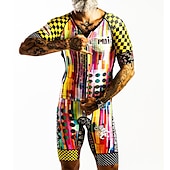 cheap Men&#039;s Clothing Sets-Men&#039;s Cycling Jersey with Shorts Short Sleeve Mountain Bike MTB Road Bike Cycling Yellow Graphic Bike Clothing Suit 3D Pad Breathable Quick Dry Back Pocket Polyester Spandex Sports Graphic Grid
