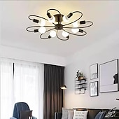 preiswerte Dimmbare Deckenleuchten-LED-Deckenleuchte, 6/8-flammig, dimmbar mit Fernbedienung, Unterputz-Deckenleuchte, Acryl-Lampenschirm, Kronleuchter, Schlafzimmer, Wohnzimmer, Blumenform, Schwarz/Weiß, 110–240 V