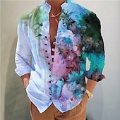 preiswerte Pflanzen Muster-Herren Blumen Hemd Knopfhemd Langarm Modisch Designer Brautkleider schlicht Urlaub Täglich Ausgehen Herbst Frühling Sommer Ständer Bedruckt Weiss + rot Schwarz Weiß Gelb Rosa