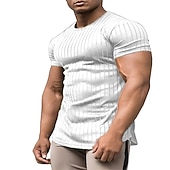 Men's T Shirt Cool Shirt Short Sleeves Crew Neck Summer Striped Designer Basic Modern Contemporary Vacation Street Going out Black White Wine Top Tee for Men 11