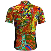 cheap Men's Jerseys-Men's Cycling Jersey Graphic Funny Boho Short Sleeve Bike Jersey Top with 3 Rear Pockets Mountain Bike MTB Road Bike Cycling Quick Dry Reflective Strips Back Pocket Moisture Wicking Sports Violet