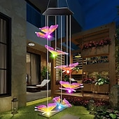 economico Luci paesaggistiche-campanelli eolici solari a led luci esterne luci a farfalla cangianti luci esterne solari impermeabili 6 led campanelli eolici luci ad energia solare per la decorazione di finestre di casa, giardino, patio