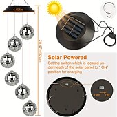 cheap Solar String Lights-Solar Wind Chime Light Mosaic Ball Night Light 7-Color Changing Independence Day Flag for Outdoor Patio Garden Window Curtain Tree Decoration
