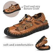 economico sandali da esterno-Sandali da uomo traspiranti in similpelle per esterni – scarpe sportive da pescatore con punta chiusa e lacci elastici regolabili per escursionismo, passeggiate e abbigliamento casual estivo