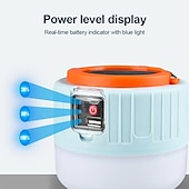 cheap Camping Lights &amp; Lanterns-1pc Solar Led Camping Light，Solar Powered Portable Rechargeable Camping Lanterns, Outdoor Lighting Lamp With Mobile Phone Charging Function,Multi-functional Emergency Lamp