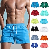billige svømmeshorts for menn-Herre Surfeshorts Badeshorts Snorer Elastisk midje Elastisk snordesign Ensfarget Hurtigtørkende Sport Kort Daglig Ut på byen Strand Gatemote Fritid Svart Hvit Mikroelastisk