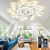 preiswerte Deckenventilator-Leuchten-LED-Deckenventilatoren dimmbar mit Fernbedienung Contral Blumendesign 20 &quot;/ 39&quot; 5/9-Köpfe Unterputz-Deckenleuchte Acryl-Lampenschirm-Kronleuchter Schlafzimmer Wohnzimmer