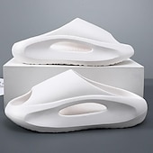 cheap Casual Sandals-Men&#039;s White Slide Sandals with Red Cutout Design – Lightweight and Comfortable Slip-On Footwear for Casual and Summer Wear