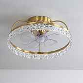 cheap Ceiling Fan Lights-Ceiling Fan with Light Dimmable Circle Design Crystal 50cm 6 Wind Speeds Modern Ceiling Fan for Bedroom, Living Room App &amp; Remote Control 110-240V