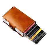 levne pouzdra a pouzdra na karty-Pop Up RFID držák kreditních karet peněženka držáky kreditních karet PU kůže blokující RFID peněženka muže držák ID karty hliníkové pouzdro peněženka