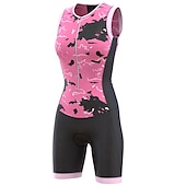 economico Abbigliamento Triathlon Donna-Per donna Tuta da triathlon Senza maniche Ciclismo da montagna Cicismo su strada Rosa scuro Giallo Rosa Pop art Bicicletta Traspirante Asciugatura rapida Elastene Gli sport Pop art Fantasia geometrica