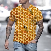 cheap Animal Print T shirts-Men&#039;s Unisex Bee Graphic Prints Shirt T shirt Tee Short Sleeve T shirt 3D Print Crew Neck Shirt Designer Casual Big and Tall Daily Holiday A B C Summer Clothing Apparel S M L XL XXL 3XL 4XL