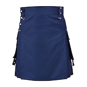 baratos Partes inferiores-kilts utilitários escoceses para homens kilt plissado de linho retrô vintage medieval punk gótico steampunk