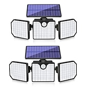 abordables Appliques d&#039;extérieur-Projecteur solaire 230 LED avec détecteur de mouvement et 3 têtes réglables, éclairage d&#039;extérieur étanche et sécurisé