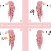 economico Parrucche trendy sintetiche-parrucca rosa parrucche lunghe ondulate da 26 pollici per le donne parrucca riccia parte centrale dall&#039;aspetto naturale parrucche sintetiche in fibra resistente al calore per l&#039;uso quotidiano