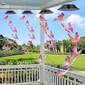 economico Luci paesaggistiche-campanelli eolici solari a led luci esterne luci a farfalla cangianti luci esterne solari impermeabili 6 led campanelli eolici luci ad energia solare per la decorazione di finestre di casa, giardino, patio