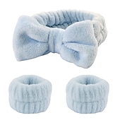 baratos Acessórios de penteados-Conjunto de 3 peças de faixa para lavar o rosto e pulseira, faixa de spa macia para maquiagem, cuidados com a pele, toalhas de pulso, pulseiras para lavar o rosto
