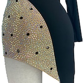 ieftine Ținute Dans Latin-dans salsa rochie de dans latino costume cristale/ strasuri antrenament pentru femei performanță petrecere mânecă lungă spandex mare/un umăr