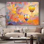 cheap Still Life Paintings-Mintura Handmade Hot Air Balloon Oil Paintings On Canvas Wall Art Decoration Modern Abstract Picture For Home Decor Rolled Frameless Unstretched Painting
