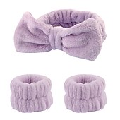 baratos Acessórios de penteados-Conjunto de 3 peças de faixa para lavar o rosto e pulseira, faixa de spa macia para maquiagem, cuidados com a pele, toalhas de pulso, pulseiras para lavar o rosto