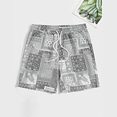 cheap Men&#039;s 3D Sweat Shorts-Men&#039;s Paisley Color Block Flower / Floral Shorts Summer Shorts Beach Shorts Mid Waist Streetwear Hawaiian Designer Casual Daily Holiday Elastic Waist 3D Print Drawstring Designer Clothing Apparel