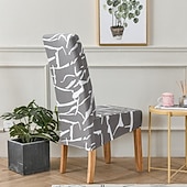baratos Capa para Cadeira de Jantar-Capas de cadeira de jantar elásticas xl/oversized removível lavável elastano macio capa de cadeira grande com encosto alto para sala de jantar cozinha mesa de hotel banquete