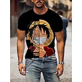 cheap Cartoon &amp; Movie Character Graphic-One Piece Monkey D. Luffy Roronoa Zoro T-shirt Print 3D Graphic For Men&#039;s Adults&#039; Masquerade 3D Print Casual Daily