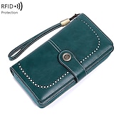 economico Portafogli-Portafoglio da donna in similpelle con blocco RFID – pochette con cerniera di grande capacità con 24 slot per carte e cinturino da polso