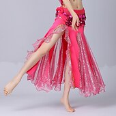 abordables Tenues de danse du ventre-Danse du ventre Jupes Couleur Pure Fantaisie Tulle Femme Utilisation Entraînement Taille haute Mélange de Coton
