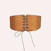 halpa Vyö-Naisten Korsetti vyö PU Leather Terässolki Jousen sisustus Niitti sisustus Vintage retro Työ Päivittäin Musta Valkoinen Viini Ruskea
