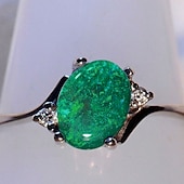 economico Anelli-anelli da donna in argento sterling taglio ovale opale di fuoco gioielli squisiti regali di proposta di compleanno anelli per feste di fidanzamento sposa vestito per stupire 2025