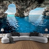 billiga Ocean Beach Gobeläng-landskap hav grotta hängande gobeläng väggkonst stor gobeläng väggmålning dekor fotografi bakgrund filt gardin hem sovrum vardagsrum dekoration