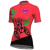 billiga Tröjor för kvinnor-Dam Cykeltröja Kortärmad Cykel Tröja Överdelar med 3 bakfickor Bergscykling Vägcykling Andningsfunktion Snabb tork Fuktabsorberande Reflexremsa Violett Gul Rosa Grafisk sporter Kläder