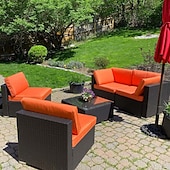 abordables Funda para Cojines de Patio-2 fundas de cojín para patio, 100 % impermeables, para sofá de exterior, de mimbre, funda de asiento de sofá impermeable, funda de silla de mimbre Oxford, protector de muebles