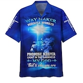 economico Stampa animal-Per uomo Leone Alfabetico Gesù Camicia Camicia con bottoni Manica corta Di tendenza Streetwear Originale Giornaliero Per uscire Fine settimana Estate Primavera Collo ripiegabile Stampa Blu Reale Blu