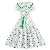 olcso Ruhák-Pöttyös Retró 1950-es Egy vonalú ruha Rockabilly Swing ruha Pöttyös Női Alkalmi / Napi Lánybúcsú Felnőttek Ruha Hazatérő ruhák