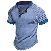 voordelige Casual Henley-T-shirt-Voor heren T-shirt Effen Slank geplooid Opstaande boord Straat Vakantie Korte Mouw Veters Kleding Modieus Ontwerper Basic