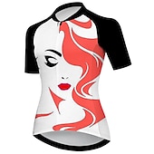 economico Maglie da donna-Per donna Maglia da Ciclismo Grafico Manica Corta Bicicletta Maglia Top con 3 tasche posteriori Mountain Bike MTB Ciclismo su strada Asciugatura Rapida Strisce Riflettenti Tasca Posteriore Traspirante