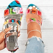 economico Infradito da Vacanza-sandali con tacco a blocco trasparenti e colorati con gemme da donna – sandali aperti alla moda per feste estive e outfit casual