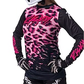 billiga Tröjor för kvinnor-Dam Downhilltröja Långärmad Rosa Brun Grå Leopard Cykel Andningsfunktion Snabb tork sporter Leopard Kläder