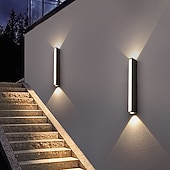 billige utendørs vegglamper-utendørs led vegglampe linje design vanntett 8,6&quot;/15,8&quot; opp og ned belysning innendørs vegglampe moderne soverom varmhvitt lys 1stk