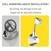 cheap Bathroom Gadgets-Shower Bracket, No-Punch Wall Mounted Shower Holder, 360° Rotating And Adjustable Handheld Shower Head Base, Strong Adhesive And Waterproof Bathroom Accessories