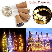 billige Soldrevet-solcelledrevet vinflaske kork festival utendørs lys krans lys utendørs eventyr lys 2m 20 leds kobbertråd streng lys