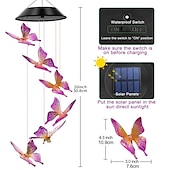 economico Luci paesaggistiche-campanelli eolici solari a led luci esterne luci a farfalla cangianti luci esterne solari impermeabili 6 led campanelli eolici luci ad energia solare per la decorazione di finestre di casa, giardino, patio