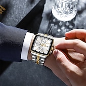 abordables Relojes de Cuarzo-Reloj rectangular REWARD Relojes de cuarzo para hombres Relojes de lujo Reloj de deporte de negocios Reloj con manecillas luminosas Reloj a prueba de agua