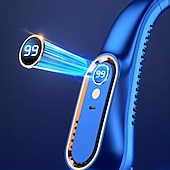cheap Decorative Lights-Portable Hanging Neck Fan with Colorful Light USB Charging 5 Gears Brush Motor Leafless Hanging Neck Fan Rechargeable Mute Refrigeration Air Conditioning Outdoor Cooling Fan